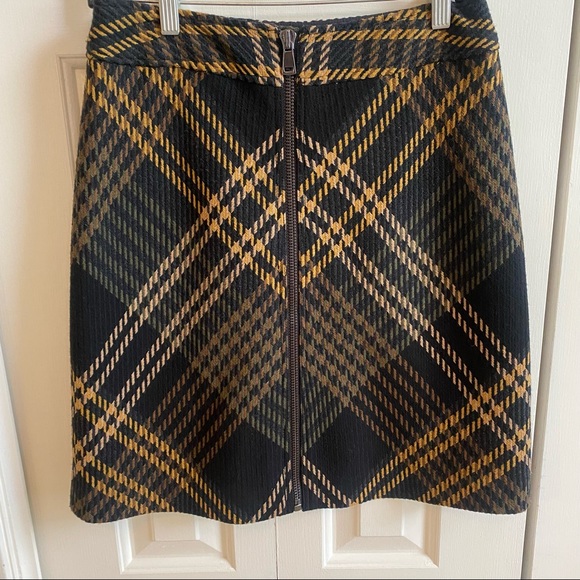 Etcetera Black and Tan argyle wool skirt sz 2 with zipper detail - Picture 2 of 5